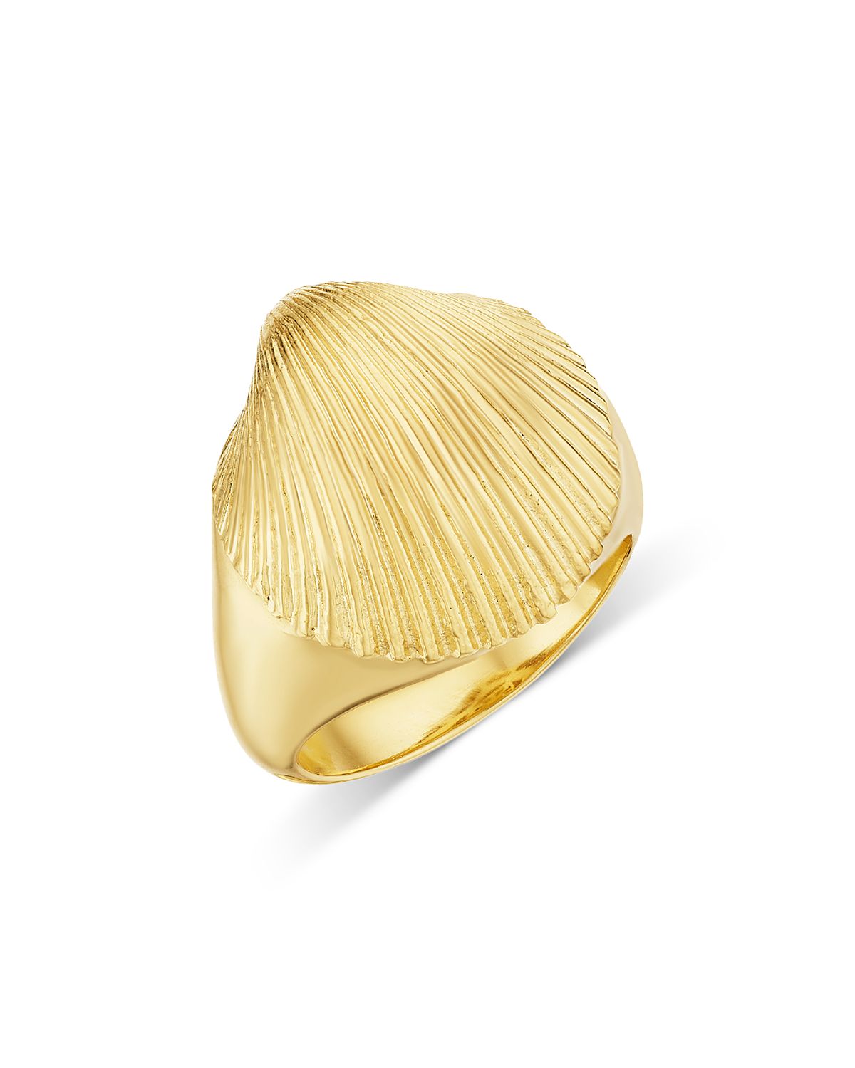 Cadar 18K Yellow Gold Shell Flip Top Textured Pinky Ring
