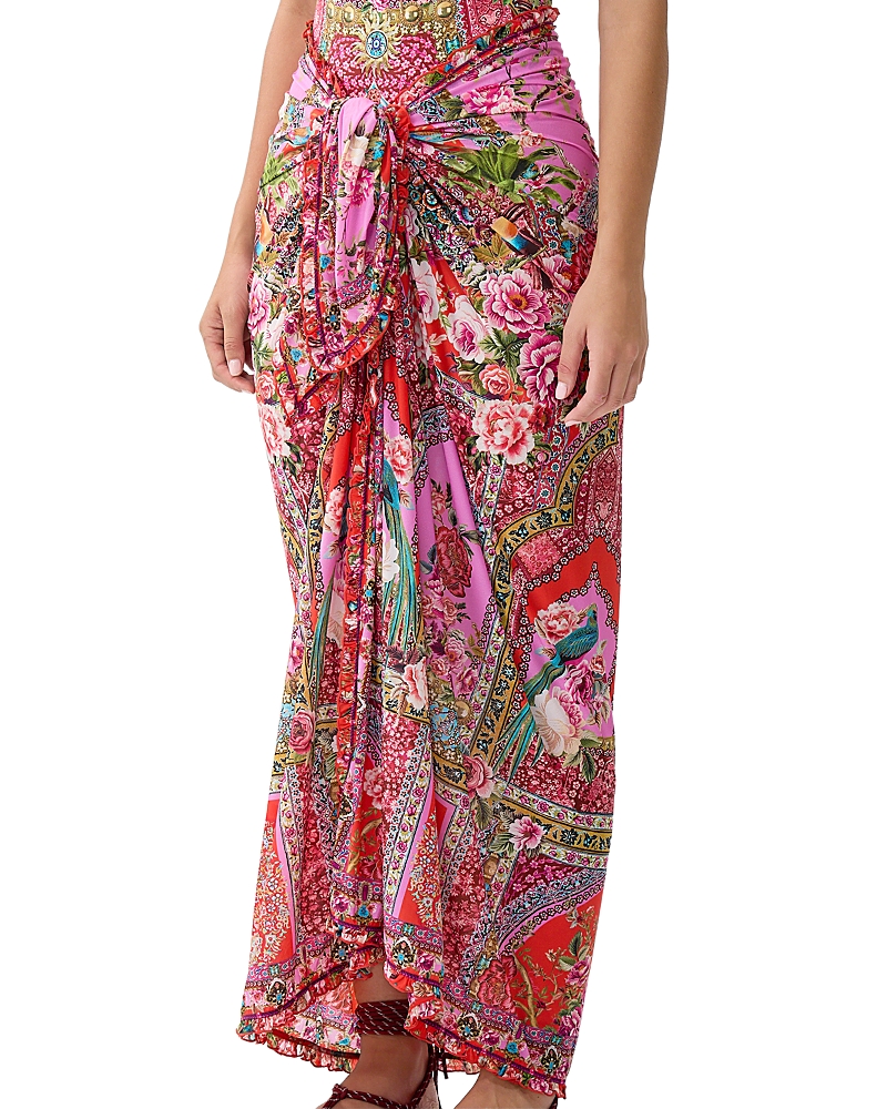 Camilla Printed Ruffle Trim Sarong Swim Cover-up In Multi