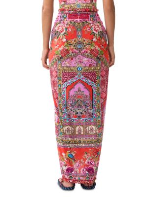 Printed Ruffle Trim Sarong Swim Cover-Up