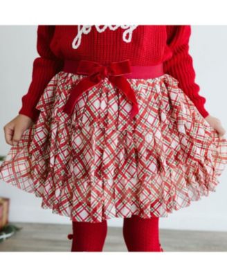 Girls' Christmas Plaid Bow Tiered Tutu Skirt - Little Kid, Big Kid
