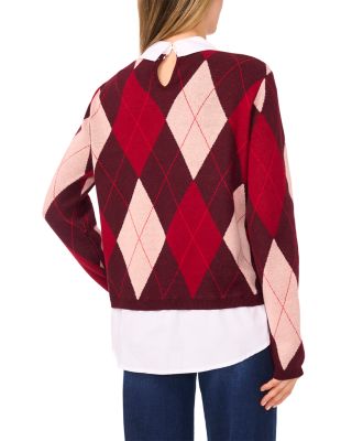 Layered Look Argyle Sweater