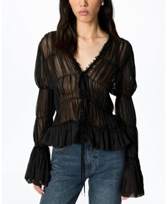  Ruched Sheer Blouse
