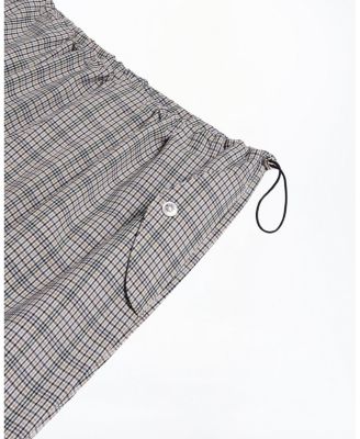  Plaid Wide-Leg Drawstring Pants