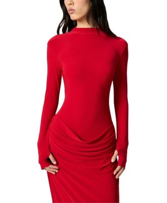 High-Neck Ruched Maxi Dress