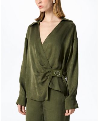 Logo Buckle Wrap Blouse