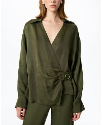 Logo Buckle Wrap Blouse
