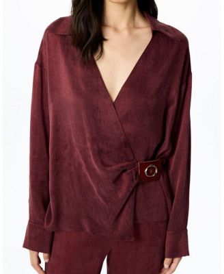 Logo Buckle Wrap Blouse
