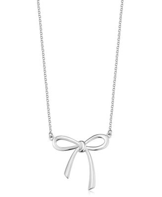  Sterling Silver Wrap Me Up Bow Pendant Necklace, 18"