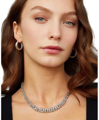  Sterling Silver Byzantine Artisan Graduated Necklace, 17"