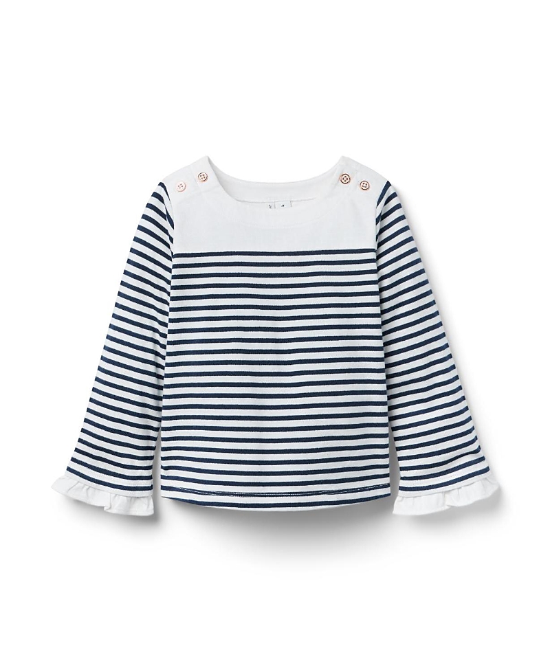 Janie And Jack Girls' Striped Bell Sleeve Top - Baby, Little Kid, Big Kid In Blue