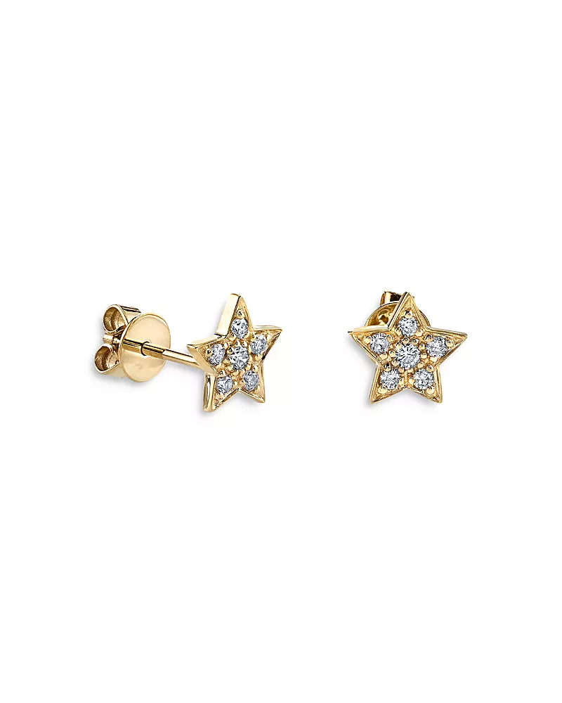 Sydney Evan 14K Yellow Gold Diamond Star Stud Earrings