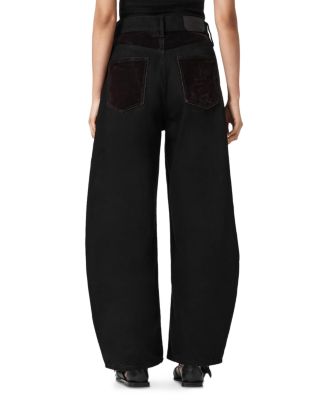 Helena Flocked High Rise Jeans in Cocoa Brown