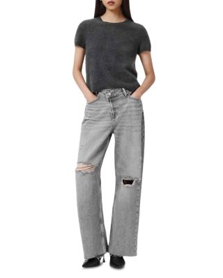 Aki Crossover High Rise Jeans in Destroy Grey