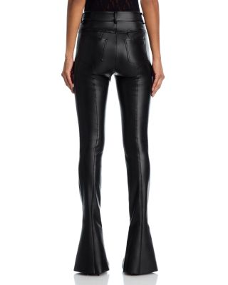 Spat Faux Leather Split Hem Jeans in Black