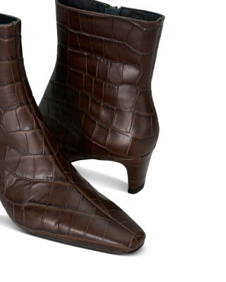 Women&#39;s Wally Croc-Embossed Ankle Booties