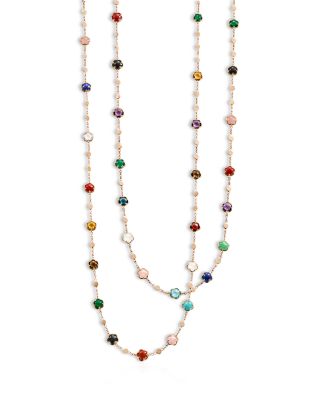 18K Rose Gold Figlia dei Fiori Multi Stone Flower Necklace, 40.5"