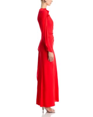 Long Sleeve Draped Jersey Gown