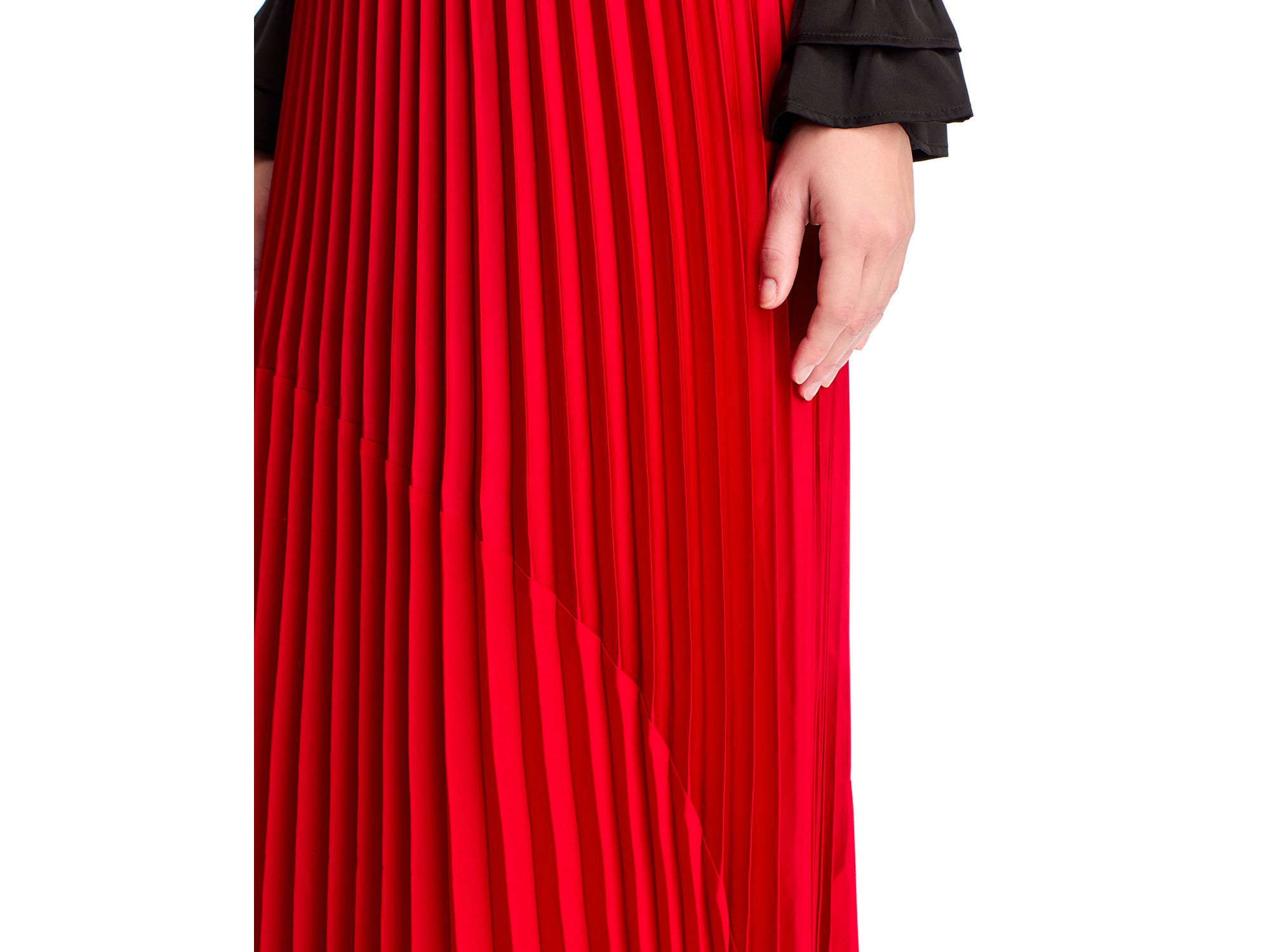 Pleated Mixed Media Skirt — Image 5