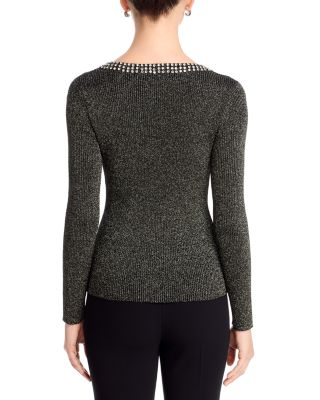 Embellished Scoop Neck Sweater