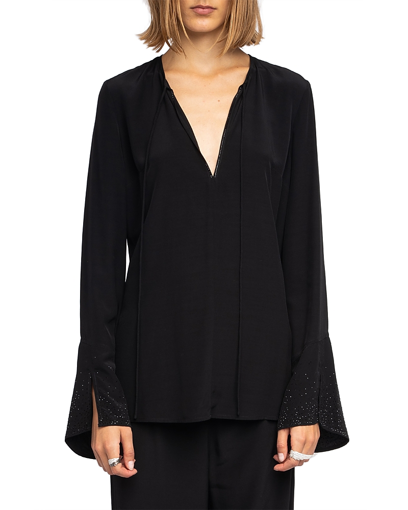 Zadig & Voltaire Turi Crystal Embellished Tunic In Black