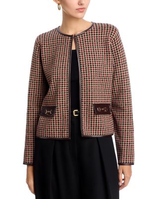 Faux Leather Trim Cardigan