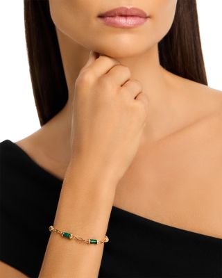 Malachite & Diamond Chain Bracelet in 14K Yellow Gold