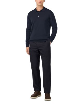 Extrafine Merino Wool Long Sleeve Knitted Polo Shirt