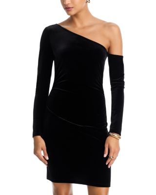 Lynne Velvet Long Sleeve One Shoulder Dress