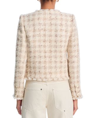 Zell Plaid Collarless Jacket