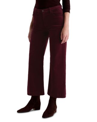 Saige Corduroy Crop Wide Leg Jeans in Winery