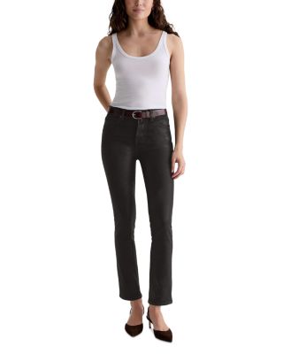 Mari Coated Mid Rise Slim Jeans in Super Black