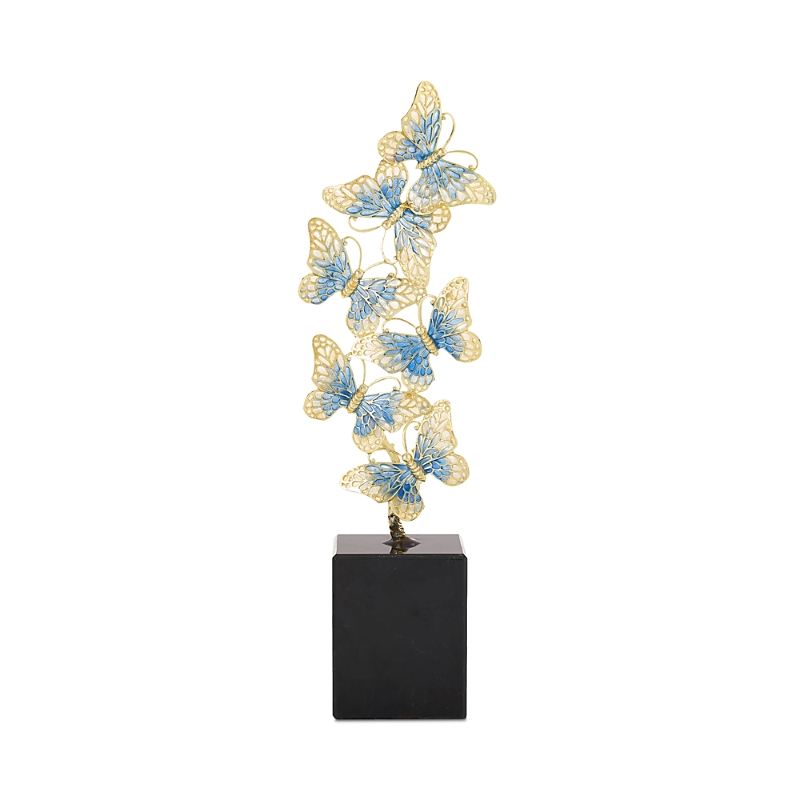 Olivia Riegel Blue Enamel Butterfly Sculpture In Gold