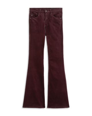 Farrah Mid Rise Velvet Bootcut Jeans in Winery