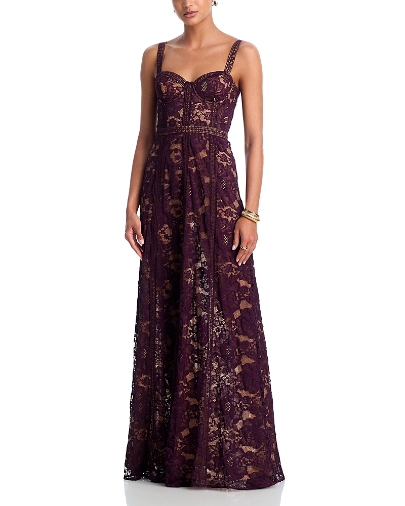 L'agence Laynie Lace Maxi Dress In Burgundy