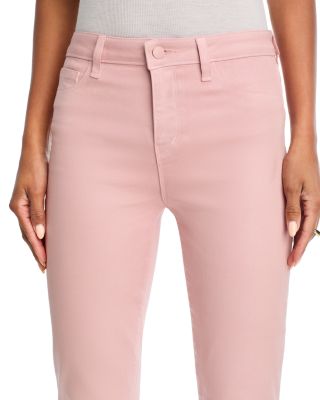 Kendra High Rise Cropped Flared Jeans in Pale Rose