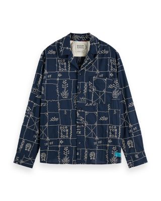 Embroidered Long Sleeve Camp Shirt