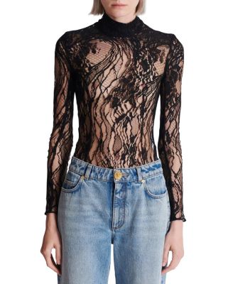 Long-Sleeved Lace Bodysuit