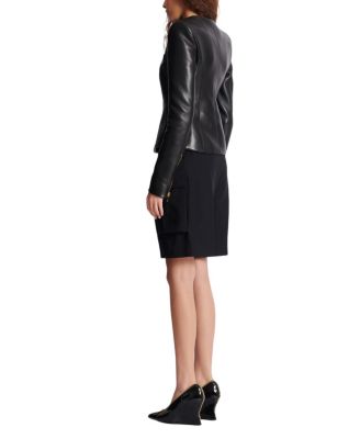  Cropped Peplum Lambskin Jacket