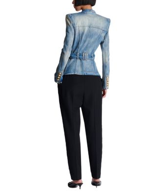  1-Button Belted Denim Jacket