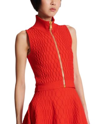  Sleeveless Crocodile Knit Top