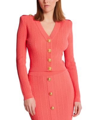  Long Sleeved Cable Knit Cardigan