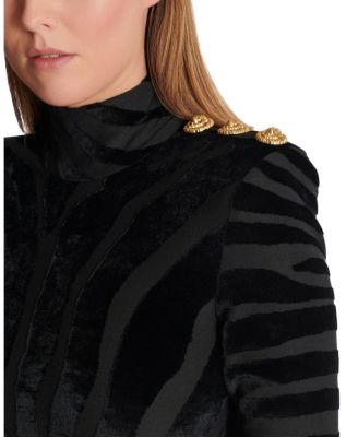  Short Zebra-Print Velvet Dress