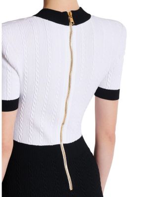  Two-Tone Cable-Knit Bodycon Dress