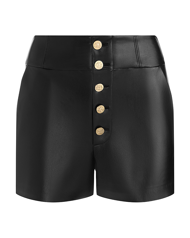 Alice And Olivia Baylor Faux Leather Shorts In Black