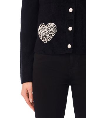 Rhinestone Heart Pocket Cardigan