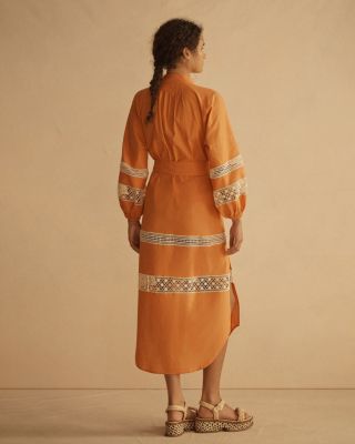 TANGELO Lace Trim Billow Sleeve Resort Dress