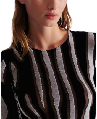  Zebra-Print Velvet Bodycon Top