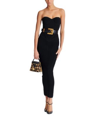  Long Strapless Knit Dress