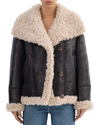 Faux Leather Fleece Trim Jacket