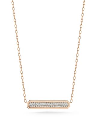 18K Rose Gold Carrington Diamond Pav&eacute; Bar Necklace, 18"